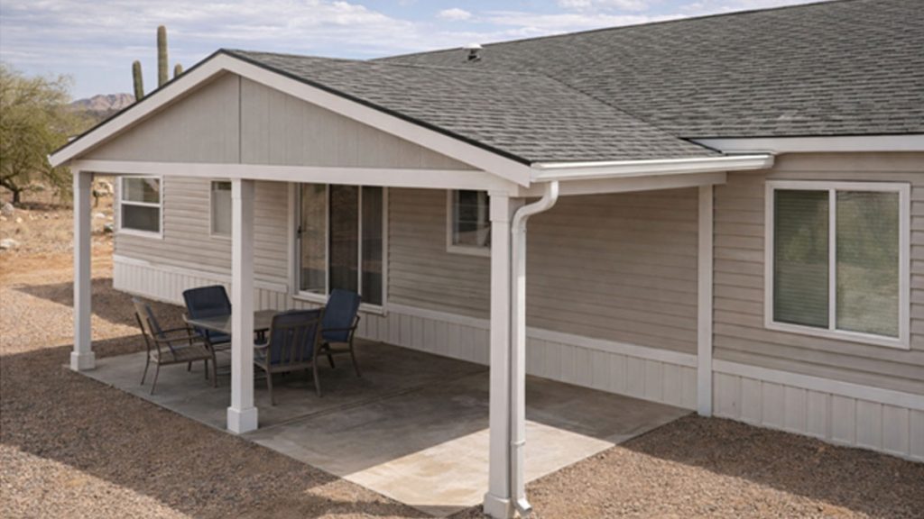 gable roof patio cover installation on manufactured home in phoenix az