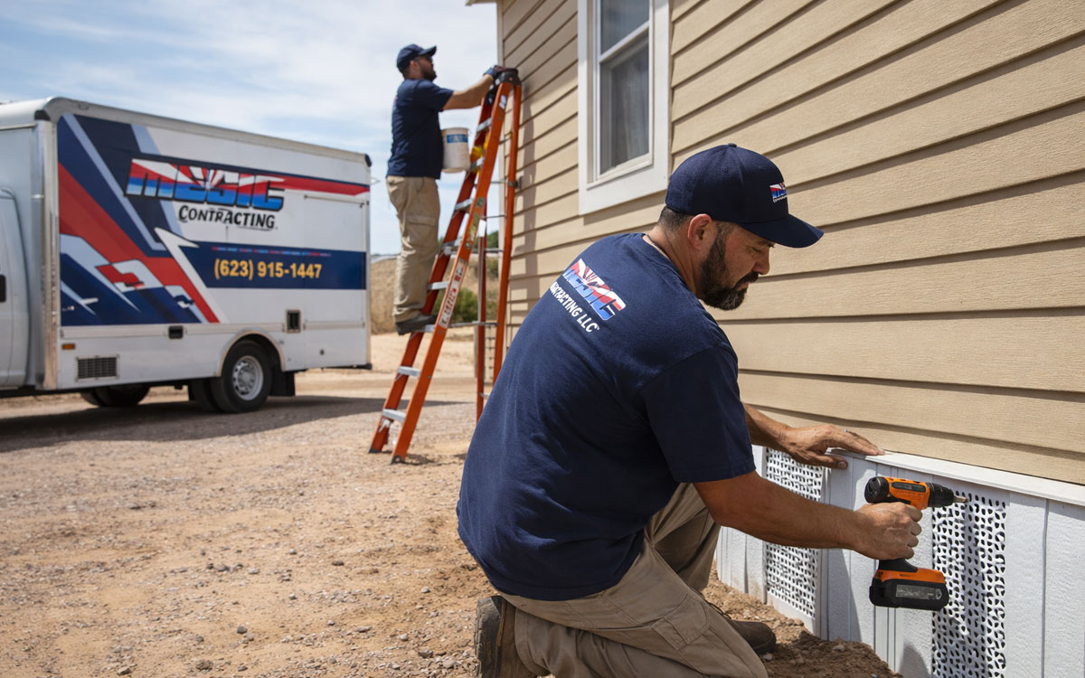 manufactured home skirting installation process in phoenix az call (623) 915-1447